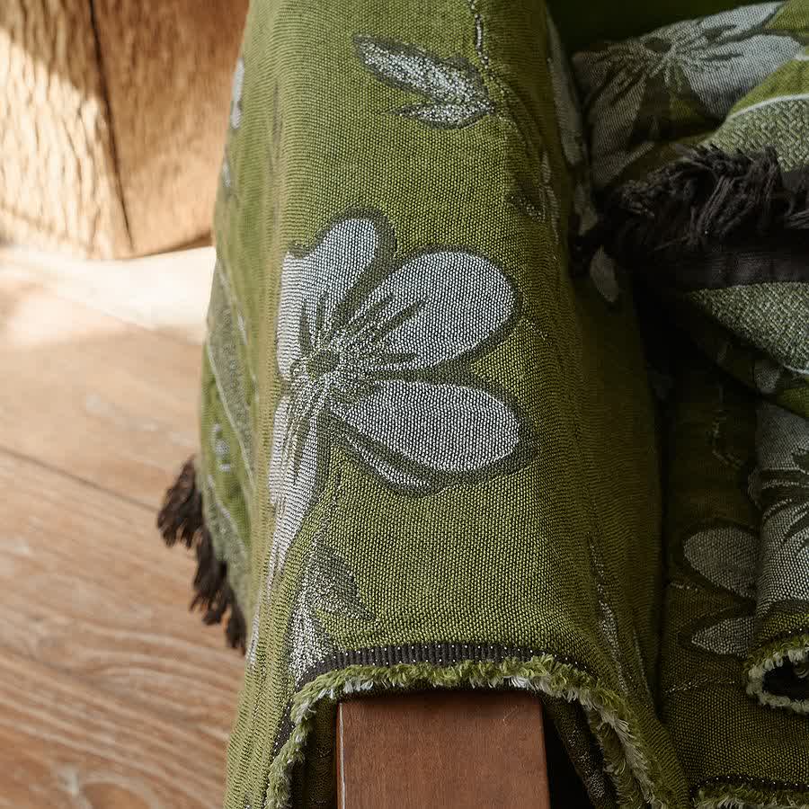 Elegante, florale Decke aus reiner Baumwolle mit Quasten - image 6