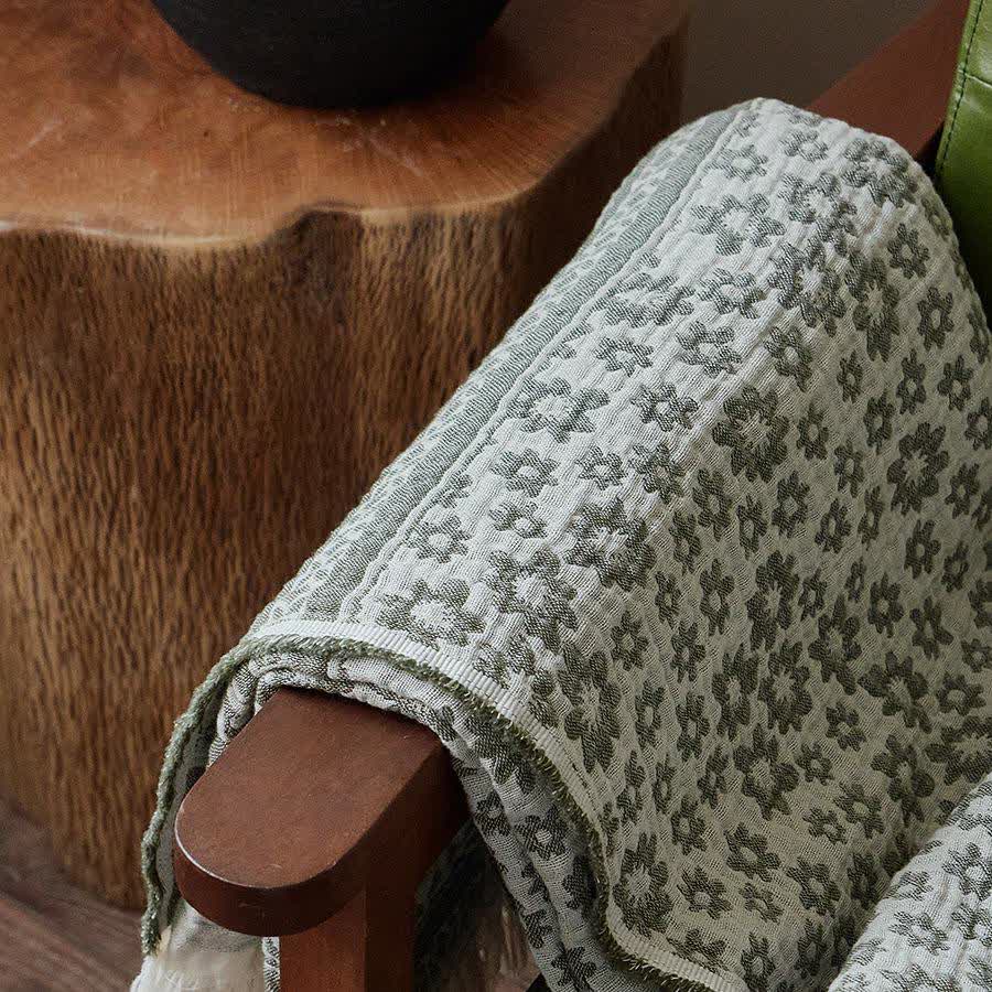 Baumwolldecke mit Gänseblümchenmuster und Quasten - image 3