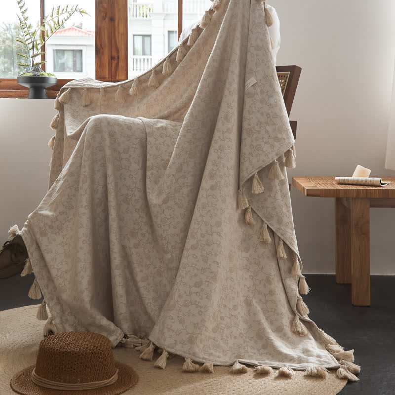 Country Vine Jacquard-Baumwoll-Leinen-Decke - image 2