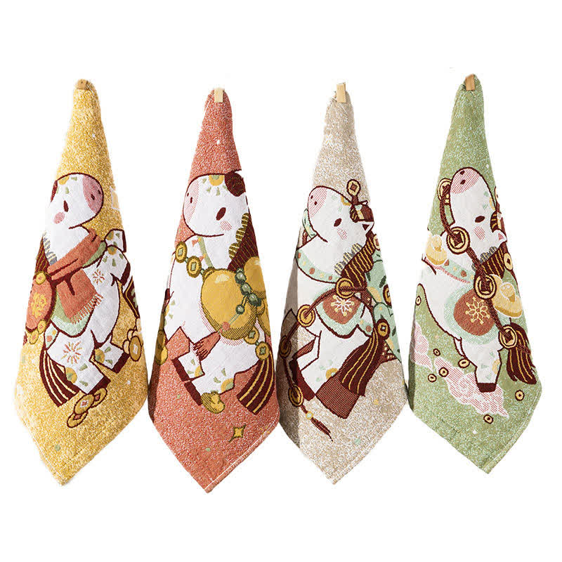 Quadratisches Baumwollgaze-Handtuch mit Cartoon-Pferd - image 5