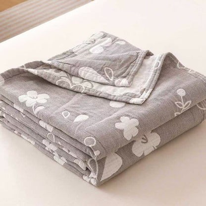 Elegante, dreilagige Baumwoll-Gaze-Steppdecke mit floralem Jacquardmuster - image 5