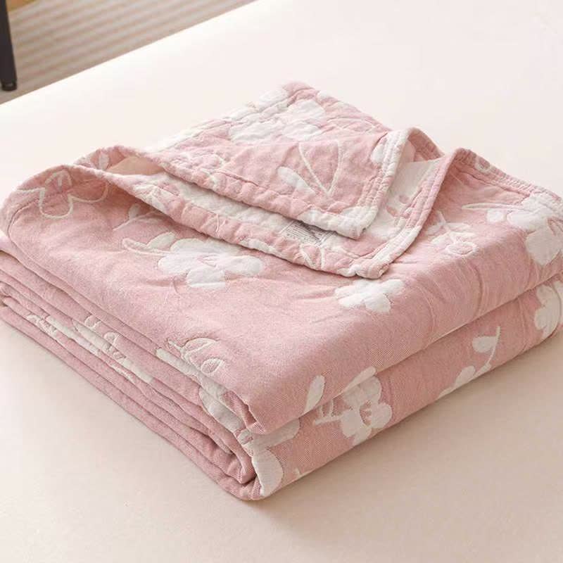 Elegante, dreilagige Baumwoll-Gaze-Steppdecke mit floralem Jacquardmuster - image 2