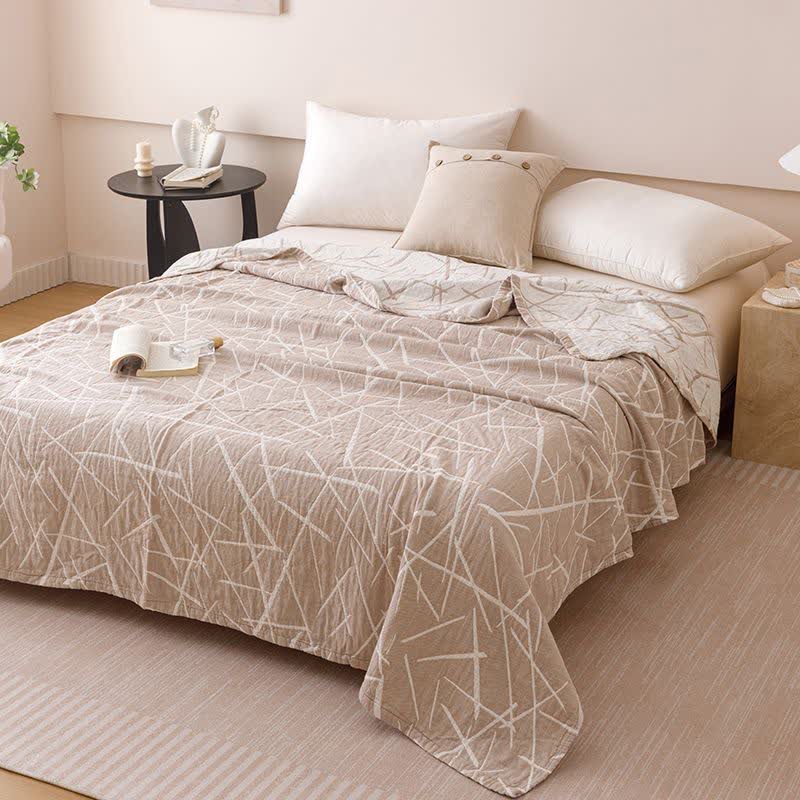 Moderne geometrische Jacquard-Baumwollgaze-Steppdecke - Kamel - Königin - image 5