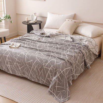 Moderne geometrische Jacquard-Baumwollgaze-Steppdecke - Grau - Königin - image 1