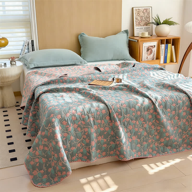 Elegante Steppdecke aus botanischem Jacquard-Baumwollgaze - image 1