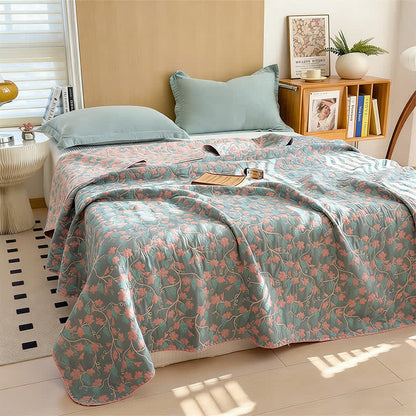 Elegante Steppdecke aus botanischem Jacquard-Baumwollgaze - image 1