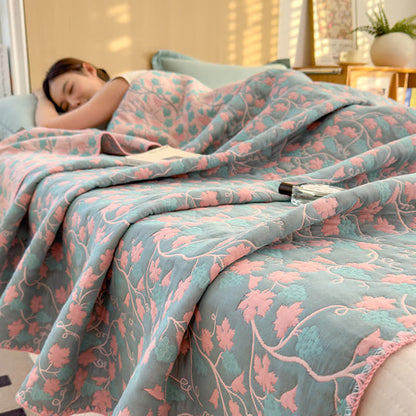 Elegante Steppdecke aus botanischem Jacquard-Baumwollgaze - Königin - image 0