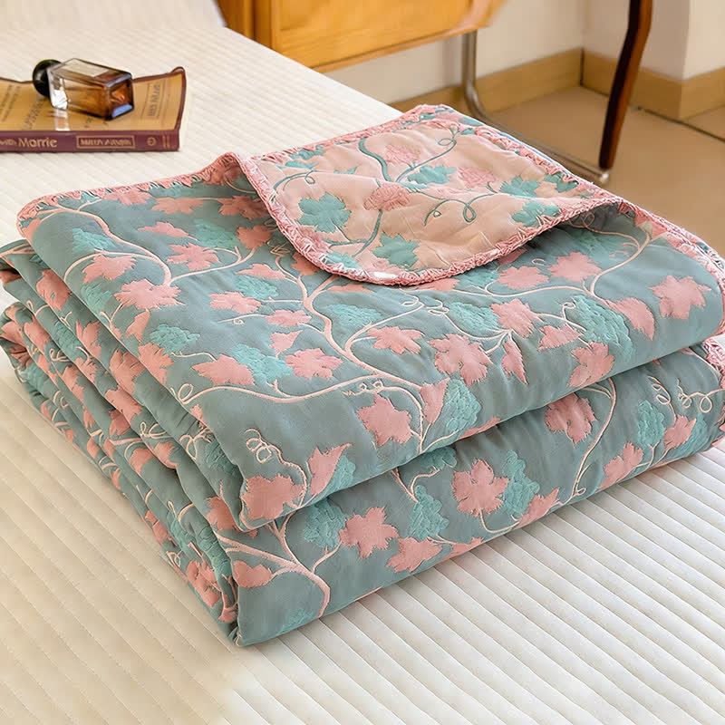 Elegante Steppdecke aus botanischem Jacquard-Baumwollgaze - image 4