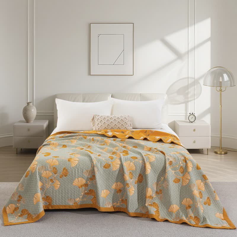 Wendbare Tagesdecke aus Bio-Baumwolle mit Ginkgo-Blatt - Grau - Decke - 244cm x 264cm - image 62
