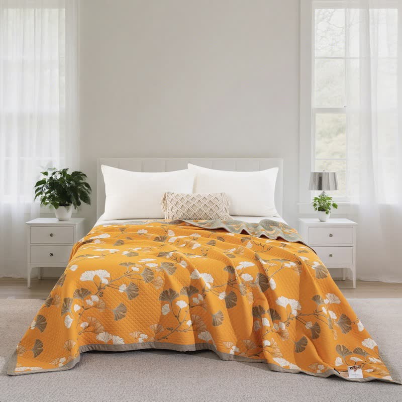Wendbare Tagesdecke aus Bio-Baumwolle mit Ginkgo-Blatt - Orange - Decke - 244cm x 264cm - image 52