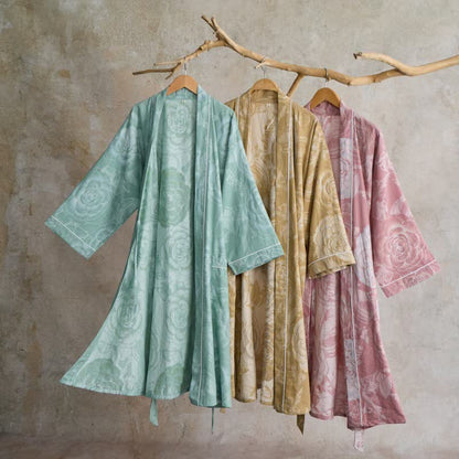 Luxuriöser Kimono-Bademantel aus reiner Baumwolle mit Pfingstrosenmuster - image 1
