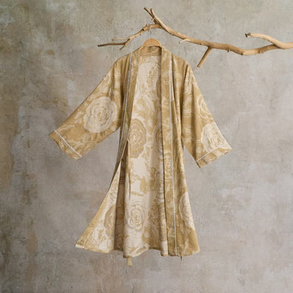 Luxuriöser Kimono-Bademantel aus reiner Baumwolle mit Pfingstrosenmuster - image 14