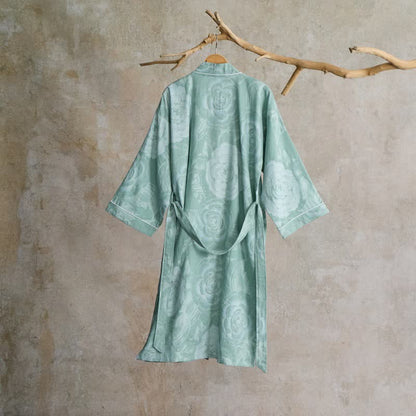 Luxuriöser Kimono-Bademantel aus reiner Baumwolle mit Pfingstrosenmuster - image 2