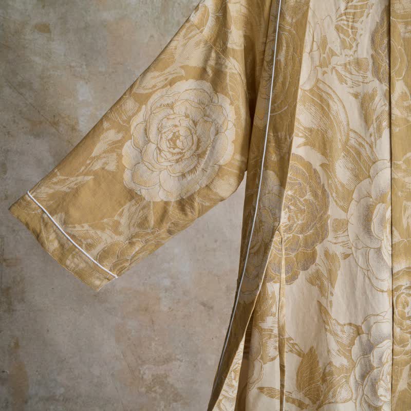 Luxuriöser Kimono-Bademantel aus reiner Baumwolle mit Pfingstrosenmuster - image 17