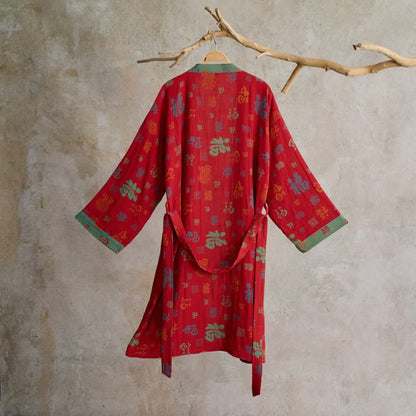 Kimono-Robe aus Baumwollgaze mit Glücksmuster - image 1