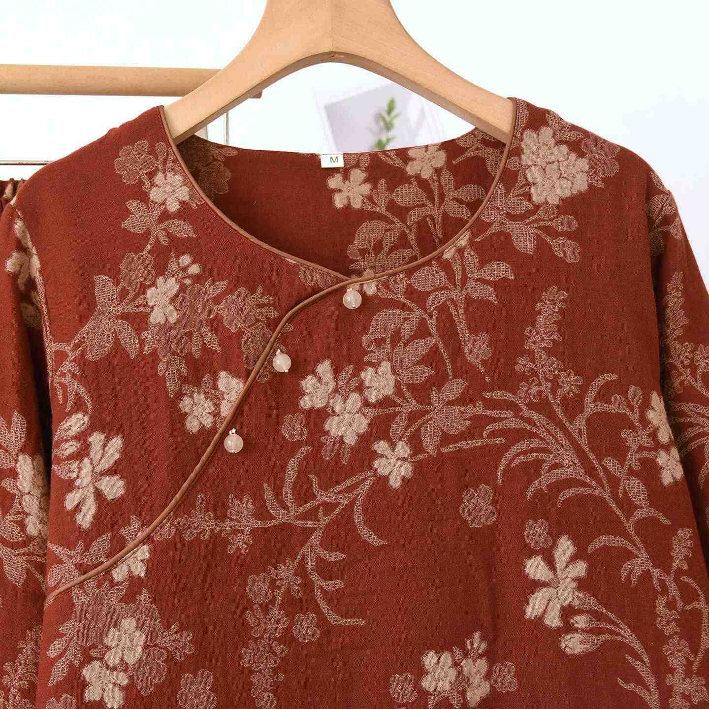 Pyjama aus Baumwollgaze mit Pflaumenblüten-Jacquardmuster - image 5