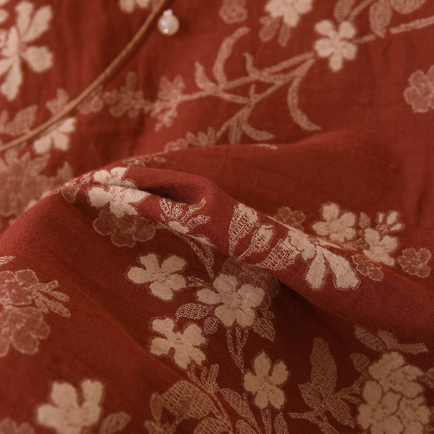 Pyjama aus Baumwollgaze mit Pflaumenblüten-Jacquardmuster - image 11