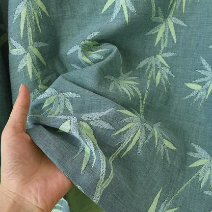 Pyjama aus grünem Bambus-Jacquard-Baumwollgaze - image 12