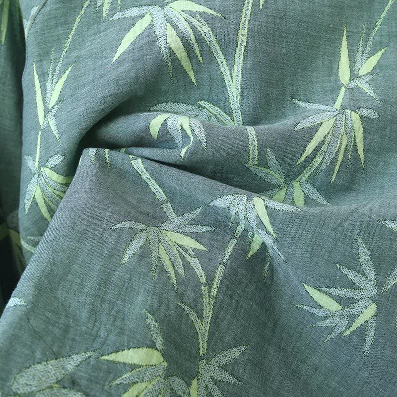 Pyjama aus grünem Bambus-Jacquard-Baumwollgaze - image 11