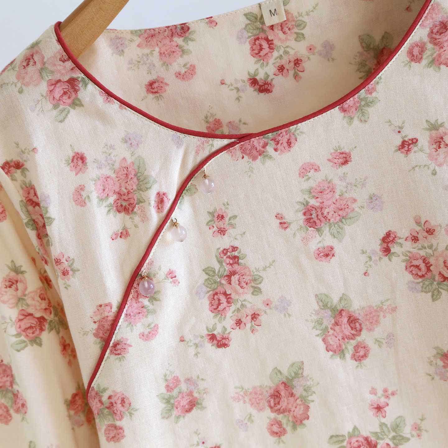 Romantischer Rosen-Pyjama aus Baumwollgaze - image 4