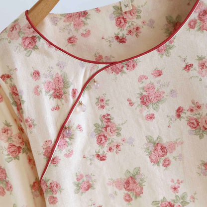 Romantischer Rosen-Pyjama aus Baumwollgaze - image 4