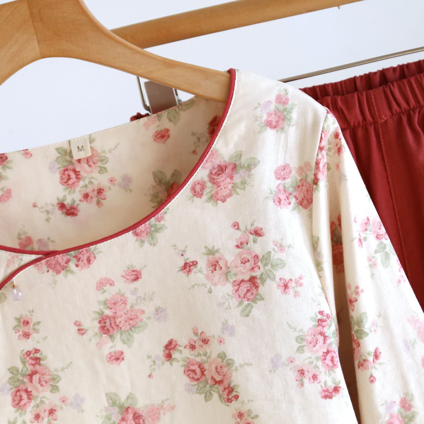 Romantischer Rosen-Pyjama aus Baumwollgaze - image 5