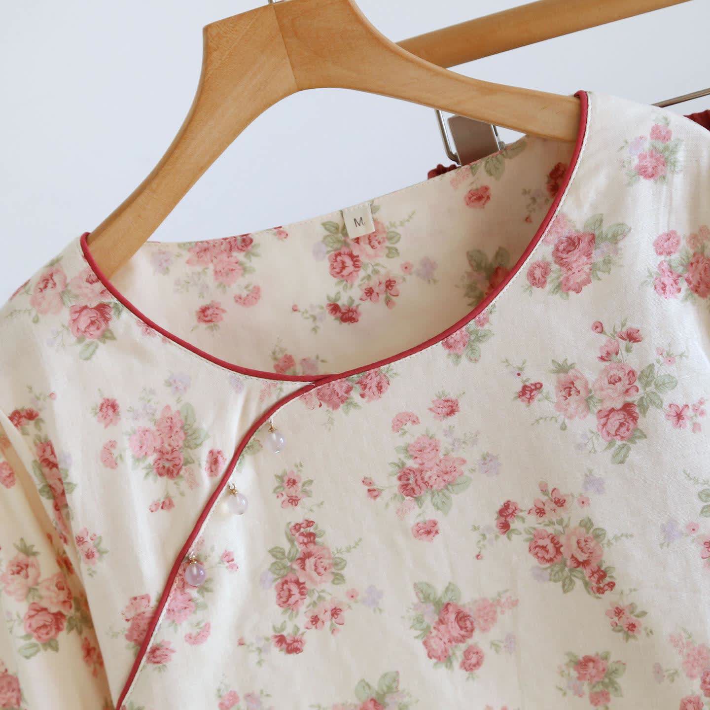 Romantischer Rosen-Pyjama aus Baumwollgaze - image 3