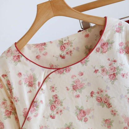 Romantischer Rosen-Pyjama aus Baumwollgaze - image 3