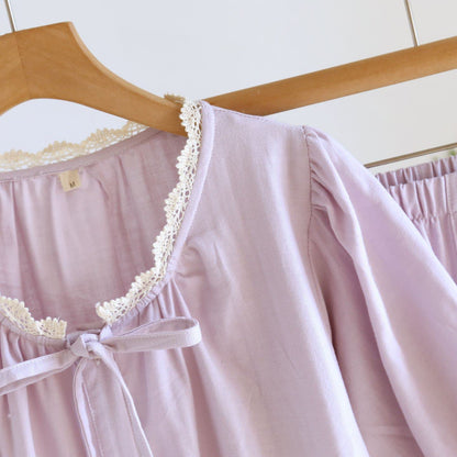 Kurzes Pyjama-Set in Unifarbe mit Spitzenbesatz - image 8
