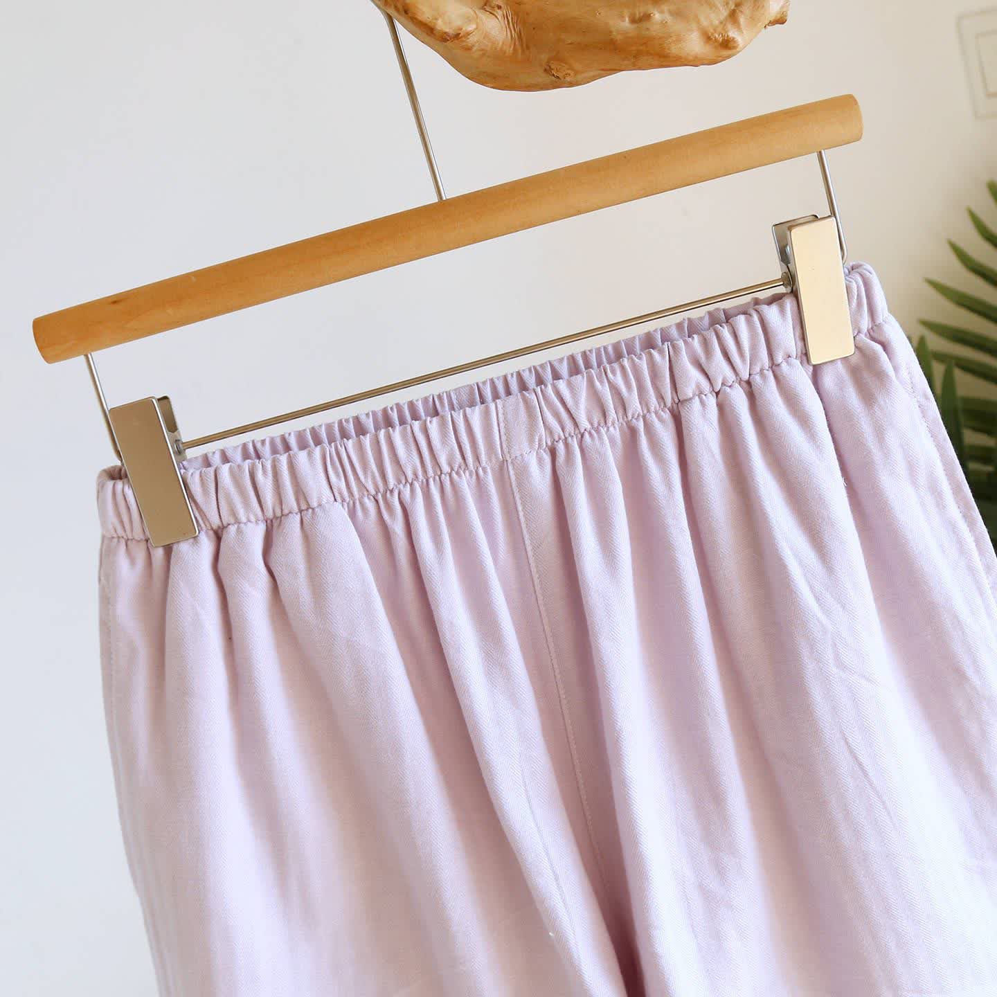 Kurzes Pyjama-Set in Unifarbe mit Spitzenbesatz - image 14