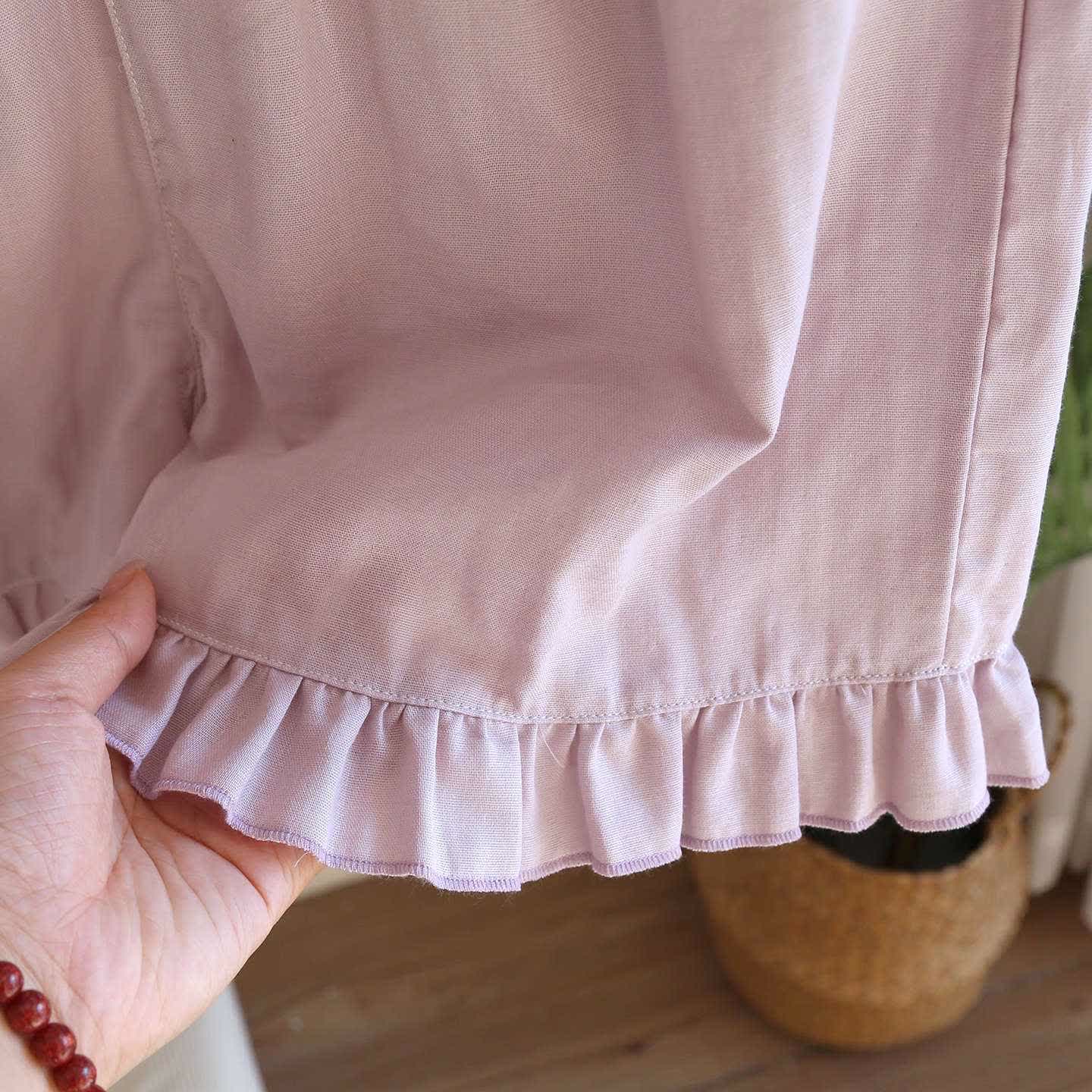 Einfarbiger Rüschen-Tanktop-Pyjama-Set - image 11