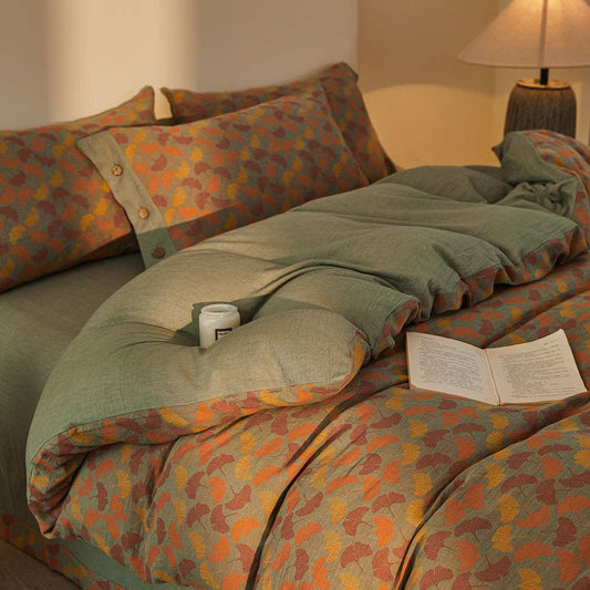 Ginkgo-Botanisches Baumwoll-Doppelgaze-Bettwäscheset (4-teilig) - 220cm x 240cm - image 0