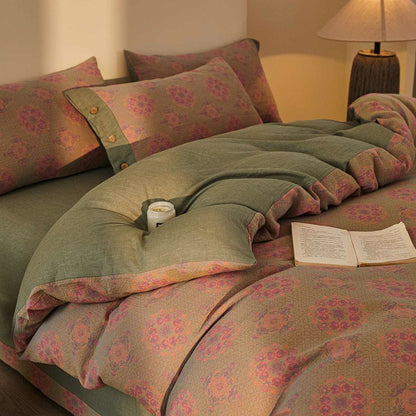 Vintage geometrisches Baumwoll-Doppelgaze-Bettwäscheset (4-teilig) - Hellviolett - 220cm x 240cm - image 13