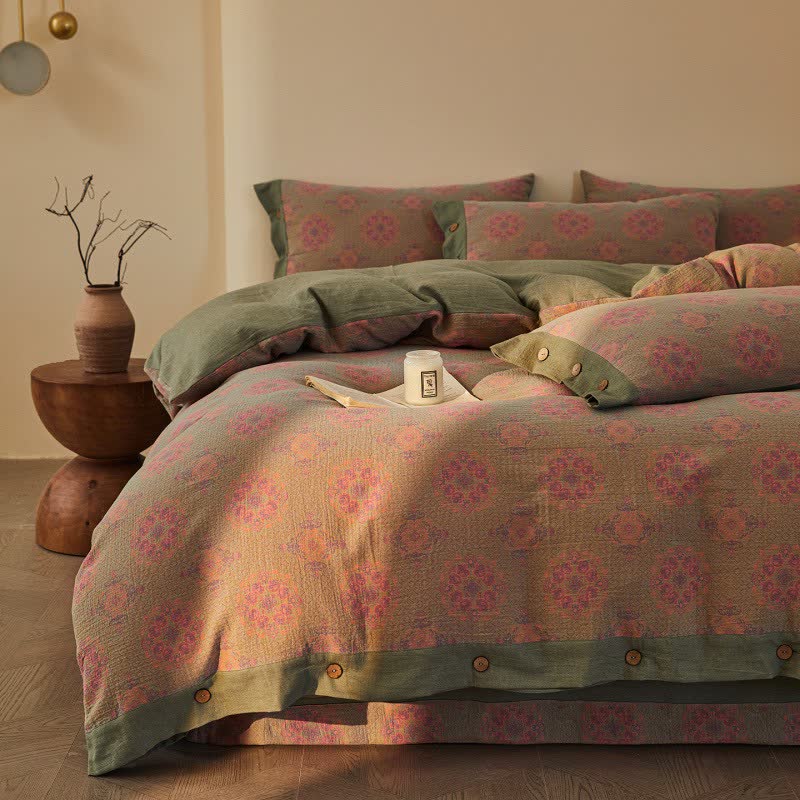 Vintage geometrisches Baumwoll-Doppelgaze-Bettwäscheset (4-teilig) - image 15