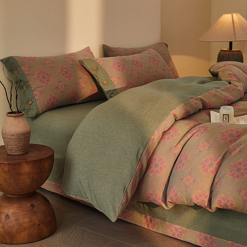 Vintage geometrisches Baumwoll-Doppelgaze-Bettwäscheset (4-teilig) - image 16