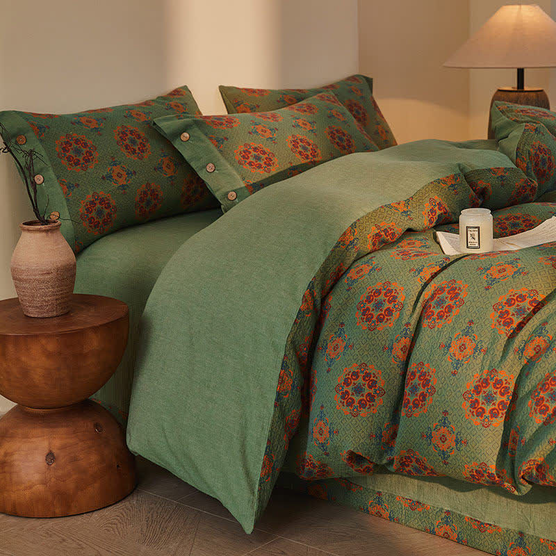 Vintage geometrisches Baumwoll-Doppelgaze-Bettwäscheset (4-teilig) - image 4