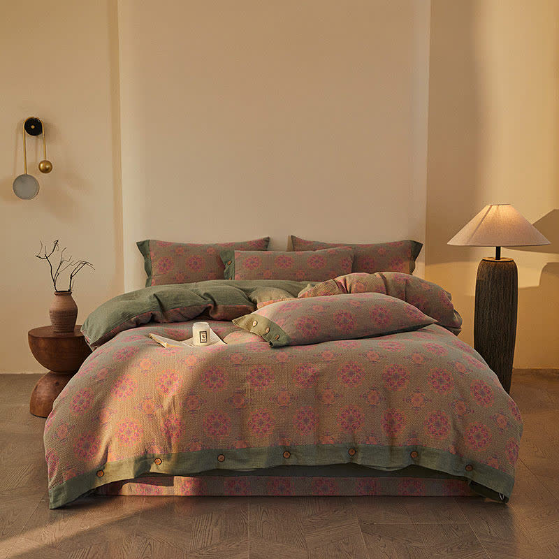 Vintage geometrisches Baumwoll-Doppelgaze-Bettwäscheset (4-teilig) - image 14