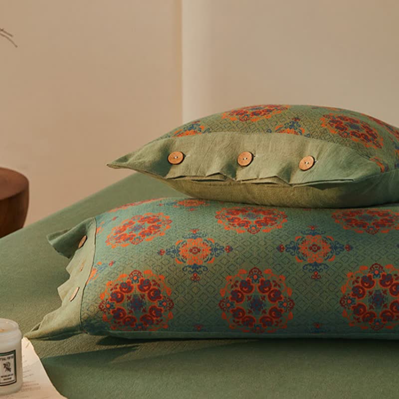 Vintage geometrisches Baumwoll-Doppelgaze-Bettwäscheset (4-teilig) - image 6