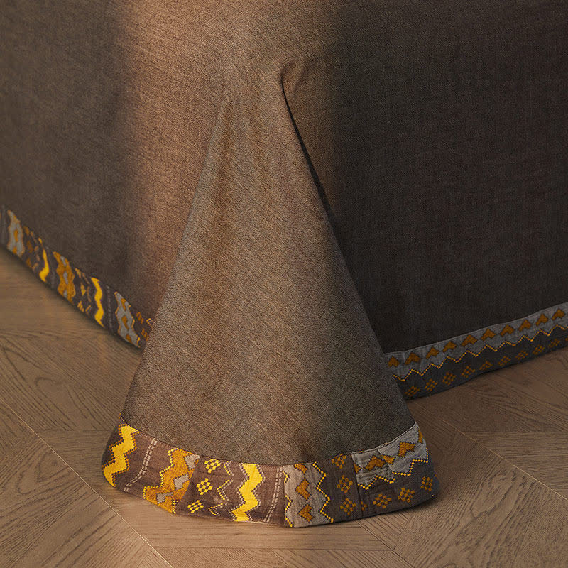 Bettwäsche-Set aus Baumwoll-Doppelgaze mit Wellenstreifen (4-teilig) - image 4