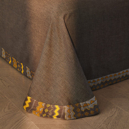 Bettwäsche-Set aus Baumwoll-Doppelgaze mit Wellenstreifen (4-teilig) - image 4