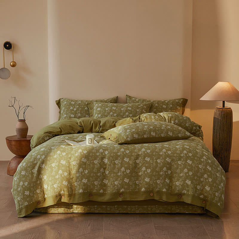 Bettwäsche-Set aus Baumwolldoppelgaze mit botanischem Blumenmuster (4-teilig) - image 1