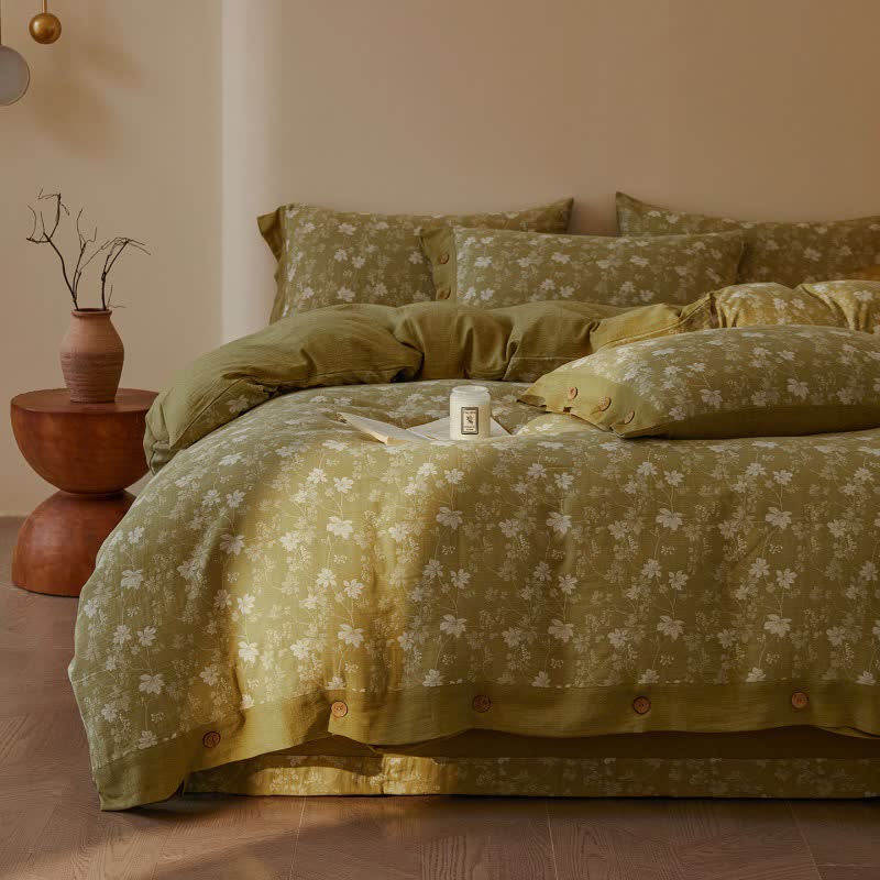 Bettwäsche-Set aus Baumwolldoppelgaze mit botanischem Blumenmuster (4-teilig) - image 2