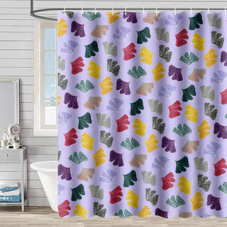 Duschvorhang mit buntem Ginkgoblatt-Print - Lila - 230cm x 180cm - image 0