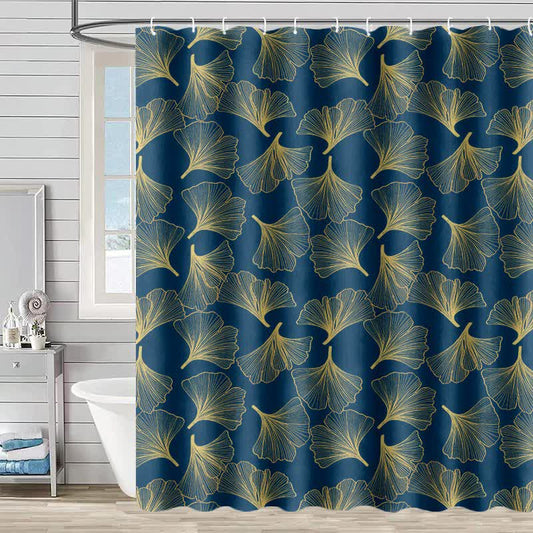 Duschvorhang mit Ginkgo-Blumenmuster - Blau - 230cm x 180cm - image 0