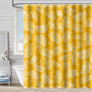 Duschvorhang mit künstlerischem Ginkgoblatt-Print - Gelb - 230cm x 180cm - image 0