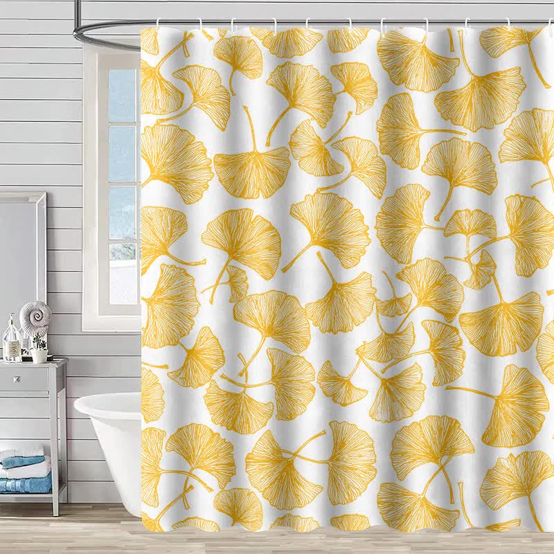Duschvorhang mit künstlerischem Ginkgoblatt-Print - Weiß - 230cm x 180cm - image 6