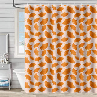 Duschvorhang mit orangefarbenem Ginkgoblatt-Print - Orange - 230cm x 180cm - image 0