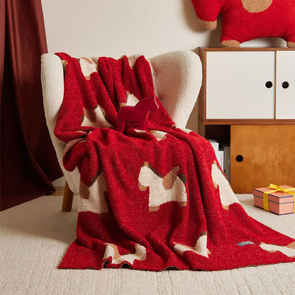 Ownkoti Festliche, weiche Strickdecke mit Pferdemotiv - image 4