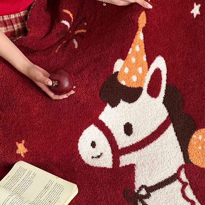 Ownkoti Wunderschöne, festliche Strickdecke mit Pferdemotiv - image 9