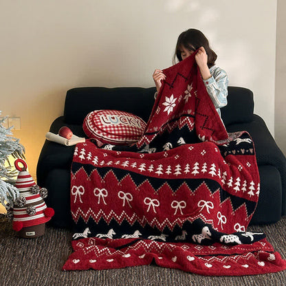 Ownkoti Vintage-Überwurfdecke mit nordischem Pferde- und Schneeflockenmotiv - image 3